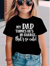 preiswerte Mädchens 3D verspielter Humor-Mädchen 3D Grafik Buchstabe T-Shirt Kurzarm 3D-Druck Sommer Frühling Sport Mode Streetwear Kinder 4-12 Jahre Rundhalsausschnitt Lässig Täglich Outdoor Normale Passform