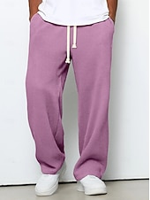 abordables Jambe Droite-Homme Pantalon de survêtement droit Pantalon gaufré Cordon de serrage Treillis Respirant Longueur complète Occasionnel Quotidien Lisse Marron Sapin Noir Micro-Élastique