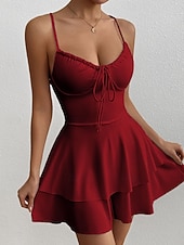 preiswerte Weiße Freizeitkleider-Damen Midikleid Weißes Kleid Unterkleid Elegant Mode Modern Outdoor Strand Urlaub Normale Passform Einfach Ärmellos Träger Hellgelb Schwarz Weiß Burgunderrot Sommer Frühling