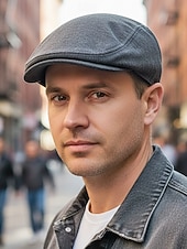 baratos Chapéus Masculinos-Boina masculina casual em poliéster com design simples e elegante, disponível em várias cores, perfeita para o uso diário.