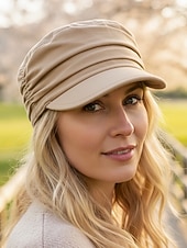 tanie Kapelusze damskie-damska czapka plisowana z poliestru – wiele kolorów, swobodny styl, idealna do noszenia na co dzień i w podróży