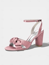 economico Invitato al matrimonio-sandali da donna con tacco a blocco e fiocco giallo, eleganti scarpe eleganti con punta aperta per gli invitati alle cerimonie all'aperto