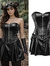cheap Dresses-Medieval Renaissance Steampunk Dress Corset Pirate Fancy Dress Women's Pirate Fantasy Halloween Carnival Performance LARP Ren Faire Adults' Dress