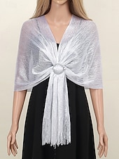 abordables Mariage ACC-Écharpe en polyester pour femme, ornée de boutons en acrylique, disponible en plusieurs couleurs, idéale pour les mariages et les soirées.