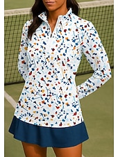 Χαμηλού Κόστους Γυναικείο πουκάμισο-Γυναικεία Άνθινο Σποτ Ομίχλης Πουκάμισο Αθλητικό πουκάμισο Φανέλα POLO Πουκάμισο τένις Μακρυμάνικο Φερμουάρ Λουλουδάτο UPF50+ Ανθεκτικό στην υπεριώδη ακτινοβολία Υψηλή Ελαστικότητα Ύγρανση Αναπνέει