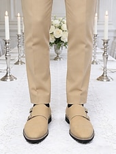 baratos Sapatos de monge-Homens Clássico Casual Formais Casamento Pele PU Confortável Antiderrapante Fivela Preto Verão Primavera Outono