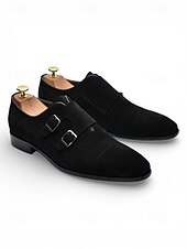 billiga Monk Shoes-Men's Formal Double Monk Strap Shoes – Elegant Leather Shoes for Weddings, Business Events and Formal Occasions
