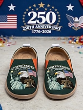  250η Επέτειος Ηνωμένων Πολιτειών Γυναικεία Παπούτσια Slip-On με εκτύπωση ΗΠΑ – Ελαφριά Παπούτσια Περιπάτου Πατριωτικός Αστικός Στυλ για Καθημερινή Χρήση Φεστιβάλ και Ταξίδια
