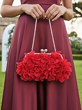 cheap Wedding Accessories-Women's Polyester Floral Clutch Bag with Short Chain Strap, Elegant 3D Petal Design, Multicolor Options, Lightweight Evening Handbag, Perfect for Weddings, Parties &amp; Formal Events