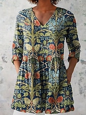 billige Blomstrete bluser-Dame Bluse Rynket Blomstret Grafisk Elegant Stilfull Fritid Langermet Crew-hals Lange topper Daglig Arbeid Rosa Rød Grønn Sommer Vår