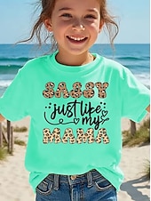 preiswerte Mädchens 3D verspielter Humor-Mädchen 3D Grafik Buchstabe T-Shirt Kurzarm 3D-Druck Sommer Frühling Sport Mode Streetwear Kinder 4-12 Jahre Rundhalsausschnitt Lässig Täglich Outdoor Normale Passform