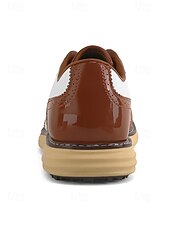 voordelige Heren Golf Schoenen-Rode en witte golfschoenen voor heren, ademend bovenwerk met gripvaste buitenzool, lichtgewicht en comfortabel, ideaal voor golfers en buitensporters.