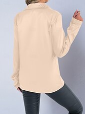 economico Bluse Semplici-Per donna Camicia Camicia in raso Camicia casual Blusa Bottoni Semplice Elegante Essenziale Classico Manica Lunga Colletto a Camicia Top Regolari Quotidiano Ferie Uscire Nero Bianco Rosso Blu Reale