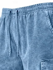  Herren Shorts Freizeitshorts Acid Wash Shorts Kordelzug Elastischer Bund Mehrere Taschen Einheitliche Farbe Komfort Atmungsaktiv Knielang Täglich Streetwear Urlaub Mode Vintage-Retro Blau Schwarz