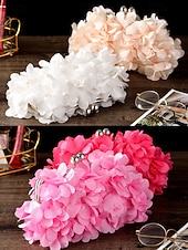 cheap Wedding Accessories-Women's Polyester Floral Clutch Bag with Short Chain Strap, Elegant 3D Petal Design, Multicolor Options, Lightweight Evening Handbag, Perfect for Weddings, Parties &amp; Formal Events