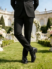 cheap Oxford Shoes-Men's Oxfords Derby Shoes Dress Shoes Business Classic Daily Office &amp; Career Party &amp; Evening Leather Cowhide Wear Proof Lace-up Black Yellow Blue Spring Fall