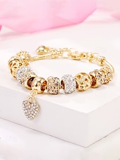 levne Dámský náramek-Dámský náramek s přívěskem ve tvaru srdce z lehké slitiny s třpytivými kubickými zirkony, ideální jako dárek k Valentýnu nebo pro každodenní nošení.