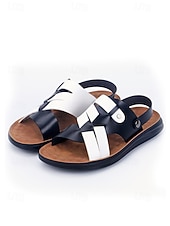 economico sandali-sandali da uomo in similpelle bianchi e neri: calzature eleganti e casual per matrimoni in spiaggia, feste estive ed eventi all'aperto