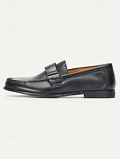 cheap Loafers-Men's Black Leather Loafers – Premium Design, Classic Style, Perfect for Weddings, Church Ceremonies and Formal Occasions