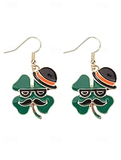 billiga Tillbehör-Damörhängen i legering med hängen till fest, St. Patrick's Day-motiv, flermönster med shamrock och pyssling, roliga festliga irländska smycken för högtidsfester, parader och festkläder