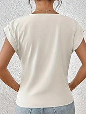 Χαμηλού Κόστους Βασικά Ψεύτικα Πουκάμισα-Γυναικεία Μπλουζάκι Συμπαγές Χρώμα Κλασσικό Καθημερινό Κοντομάνικο Λαιμόκοψη V Κανονικά μπλουζάκια Καθημερινά Εξόδου Σαββατοκύριακο Μαύρο Λευκό Ανθισμένο Ροζ Κρασί Βαθυγάλαζο Καλοκαίρι Άνοιξη