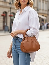 economico Borsette e borse tote-borsa da donna in similpelle – vari colori, elegante manico rotondo, resistente e spaziosa – perfetta per outfit casual di tutti i giorni e da sera