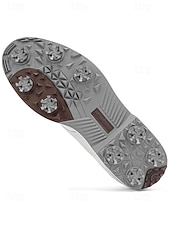 baratos Sapatos de Golfe Masculinos-Sapatos de golfe masculinos brancos, construção leve e respirável, sola com aderência estável, estilo esportivo e elegante para campos de golfe e atividades ao ar livre.