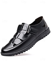 cheap Sandals-Men's Brown Faux Leather Sandals, Open Toe, Casual Wedding Shoes, Comfortable and Stylish Summer Wear