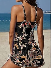 economico Tankini-Per donna Costumi da bagno Tankini Gonna Costume da bagno All'americana Elegante Vacanza Floreale Grafico Tuffo Senza Maniche Costumi da bagno