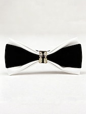 abordables Boda ACC-Pajarita de piel sintética para hombre: pajarita formal multicolor con detalle de diamantes de imitación, correa de cuello ajustable, estilo clásico y moderno para novios, bodas, San Valentín, fiestas y eventos formales.