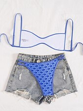 economico Bikini-Per donna Costumi da bagno Bikini Due pezzi Perizoma Costume da bagno Snello Senza schiena Vacanza Abbigliamento da Spiaggia Floreale Grafico Scollo Tondo Senza Maniche Costumi da bagno