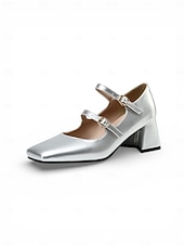 voordelige Mary Jane Pumps-Dames Mary Jane pumps met groene lakleren imitatieleer afwerking – vintage pumps met vierkante neus, dubbele band en gouden gespen, elegante retrostijl uit de jaren 50 voor dagelijks gebruik en