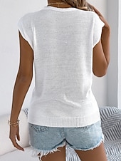 baratos Blusas Simples-Mulheres Tops de verão Blusa Patchwork Botões Tecido à moda Clássico Moderno Manga Curta Decote V Tops regulares Diário Feriado Para Noite Preto Branco Marron Cáqui Verão Primavera