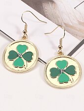 billiga Tillbehör-Damörhängen i legering med hängen till fest, St. Patrick's Day-motiv, flermönster med shamrock och pyssling, roliga festliga irländska smycken för högtidsfester, parader och festkläder