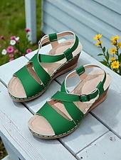 billige Kilesandaler-damerosa kilehælsandaler – justerbar stropp, støttende platåsko for turgåing, hageturer, reiser og daglig bruk