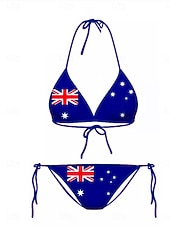 Χαμηλού Κόστους Σετ μπικίνι-Μαγιό Γυναικείο Πατριωτικό Ημέρας Ανεξαρτησίας Μπικίνι 2 Τεμαχίων Γυμνό Μαγιό Slim Χωρίς Πλάτη Διακοπών Παραλία Φόρεμα Σημαία Χαμόγελο Αμάνικο Μαγιό