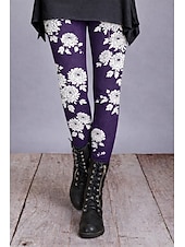  Women's Leggings Cozy Leggings Vacation Vintage Ethnic Style Full Length High Waist Floral Graphic Printing Comfort Comfortable Stretchy Casual Daily Vacation Deep Green Wine Navy Purple Spring Fall