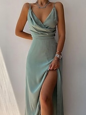 preiswerte Kleider-Damen Midikleid Kunstbaumwollleinen Kaftan Kleid Etui-Kleid Sommerkleid Elegant Mode Modern Outdoor Urlaub Ausgehen Schlank Einfach Ärmellos Träger Schwarz Rote Grün Khaki Sommer Frühling