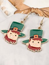 billiga Tillbehör-Damörhängen i legering med hängen till fest, St. Patrick's Day-motiv, flermönster med shamrock och pyssling, roliga festliga irländska smycken för högtidsfester, parader och festkläder