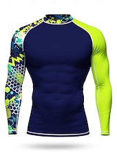 cheap Men's Rash Guard-Men's Standard Rash Guard Swim Shirt Geometric Abstract Camo / Camouflage UPF50+ UV Protection Quick Dry Long Sleeve Swimwear Sun Shirt Surfing Canoeing Beach Summer