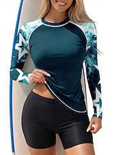 Χαμηλού Κόστους Surfing Tankinis και Bikinis-Γυναικεία Μαγιό γιλέκο Προστατευτικά Μαγιό Tankini Γεωμετρικό 2 τεμάχια Αφαιρούμενη επένδυση Μπογιάγκ Προστασία από τον ήλιο UV UPF50+ Προστασία UV Μακρυμάνικο Μαγιό Προστατευτικά