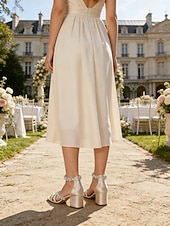 economico Damigella d&amp;#39;onore-scarpe con tacco color champagne per damigelle d'onore da donna – sandali da sposa con tacco a blocco e punta aperta, cinturini impreziositi da cristalli, eleganti scarpe da sposa per feste