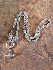 halpa Miesten korut-Miesten viikinkityylinen riipuskaulakoru, metalliseosta sudenpäällä ja Thorin vasaralla, ainutlaatuisia pohjoismaisia koruja arkeen ja juhlaan