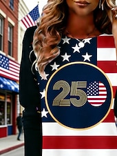  Giorno dell'Indipendenza Americana Per donna Maglietta Stampato Grafico Bandiera Americana Moda Elegante Classico Manica Lunga Girocollo Top Regolari Quotidiano Weekend Abbigliamento da vacanza