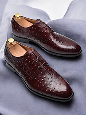 cheap Derby Shoes-Men's Genuine Leather Derby Shoes – Brown Cowhide Derby Shoes for Weddings, Business Events and Formal Occasions