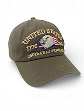 cheap Accessories-United States 250th Anniversary Men's Adjustable Cotton Cap with Embroidered American Flag, Multiple Colors, Ideal for Independence Day and Celebrations