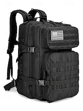 baratos Mochilas de Exterior-Mochila tática masculina camuflada em nylon, mochila militar de grande capacidade, bolsa multicolorida para atividades ao ar livre, como caminhadas, camping e viagens, com patch da bandeira americana.