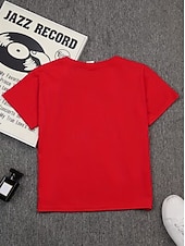 ieftine Umor 3D pentru băieți-100% Bumbac Copii Băieți Negru Alb Roșu-aprins Grafic Fotbal Tricou Bluză Stil Nautic Manșon scurt În aer liber Zilnice Modă Șic Stradă Designer Imprimare Vară Primăvară