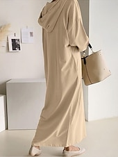 economico Vestito bianco-Per donna Abito maxi Abito a Tubino Casual Quotidiano Vestibilità comoda Semplice Manica Lunga Con Cappuccio Nero Marrone chiaro Grigio Primavera Autunno Inverno