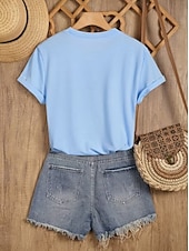 economico Maglietta Arte &amp; Design-Per donna Maglietta Stampato Grafico Ancora Vintage Elegante Classico Manica Corta Girocollo Top Regolari Quotidiano Weekend Blu Bianco Estate Primavera